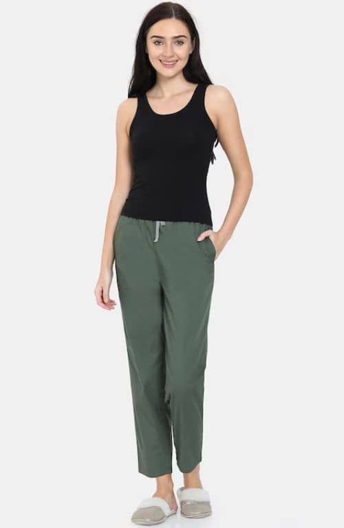 The Olive Great Green Solid Women PJ Pant