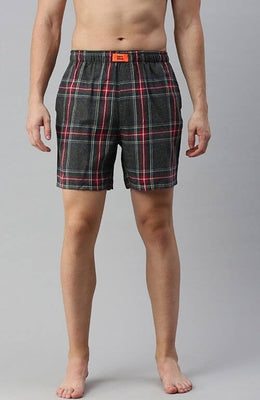 The Royal Plaid - Mid Grey Melange & Ash Grey Boxer