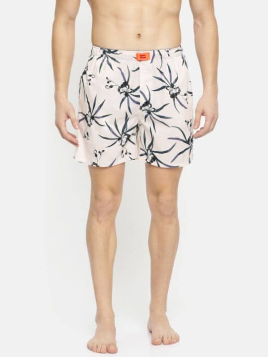 The Tropically Breezy White Cambric Cotton Boxer Shorts