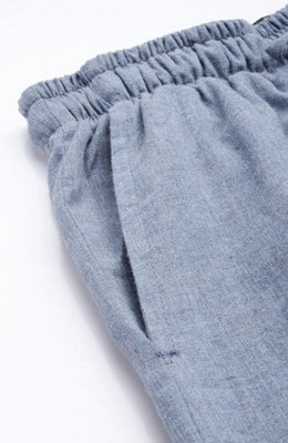 The Light Blue Solid Denim Women Wide Leg