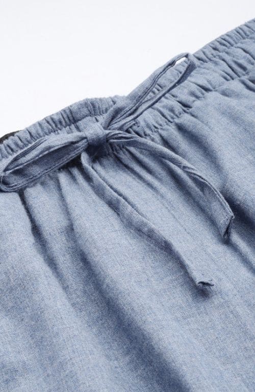 The Light Blue Solid Denim Women Wide Leg