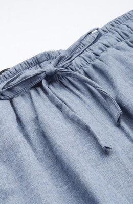 The Light Blue Solid Denim Women Wide Leg