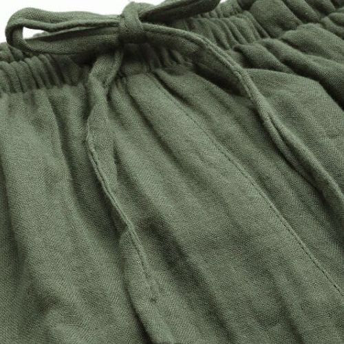 The Royal Olive Solid Cotton Women Wide Leg