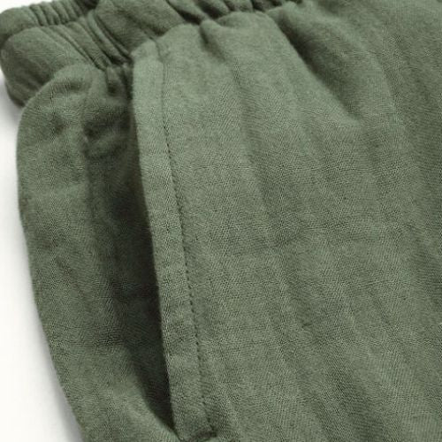 The Royal Olive Solid Cotton Women Wide Leg