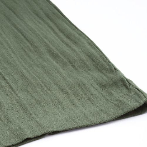 The Royal Olive Solid Cotton Women Wide Leg