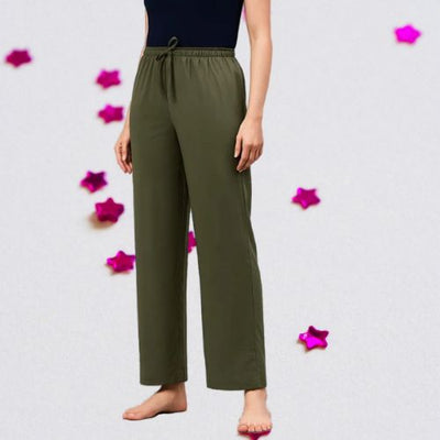 The Hunter Olive Cotton Twill Women Wide Leg Pant