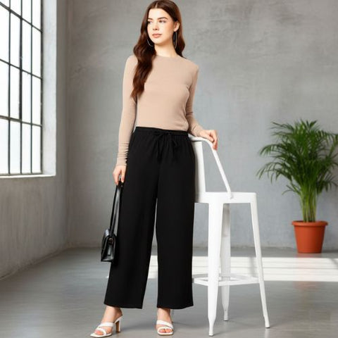 The Marcus Black Cotton Women Wide Leg