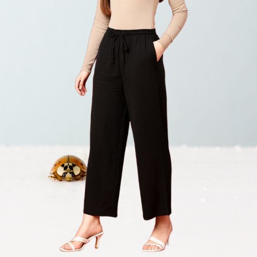 The Marcus Black Cotton Women Wide Leg Pant