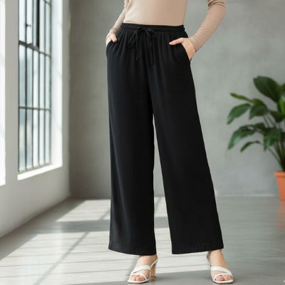 The Marcus Black Cotton Women Wide Leg