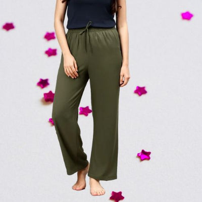 The Hunter Olive Cotton Twill Women Wide Leg Pant