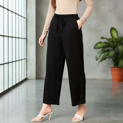 The Marcus Black Cotton Women Wide Leg