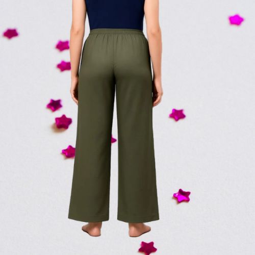 The Hunter Olive Cotton Twill Women Wide Leg Pant