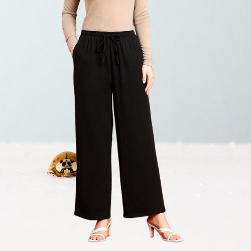 The Marcus Black Cotton Women Wide Leg Pant