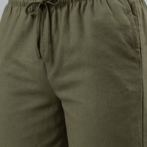 The Hunter Olive Cotton Twill Women Wide Leg Pant