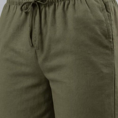 The Hunter Olive Cotton Twill Women Wide Leg Pant