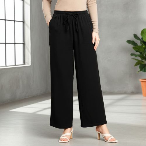 The Marcus Black Cotton Women Wide Leg