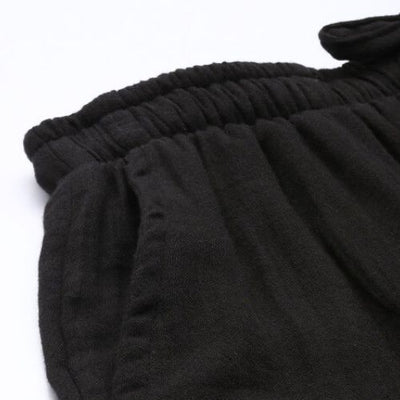 The Solid Black Cotton Wide Leg Pant