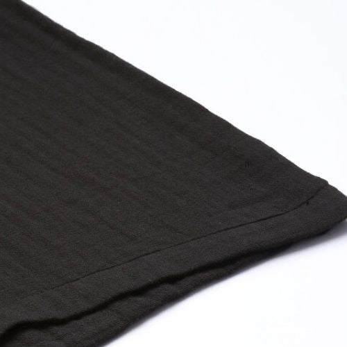 The Solid Black Cotton Wide Leg Pant