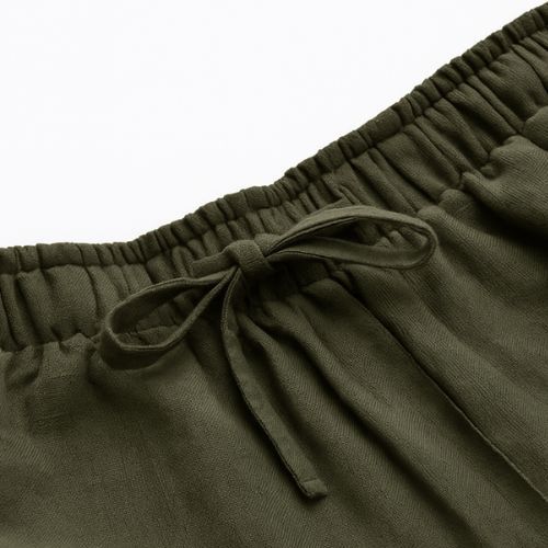 The Hunter Olive Cotton Twill Women Wide Leg Pant