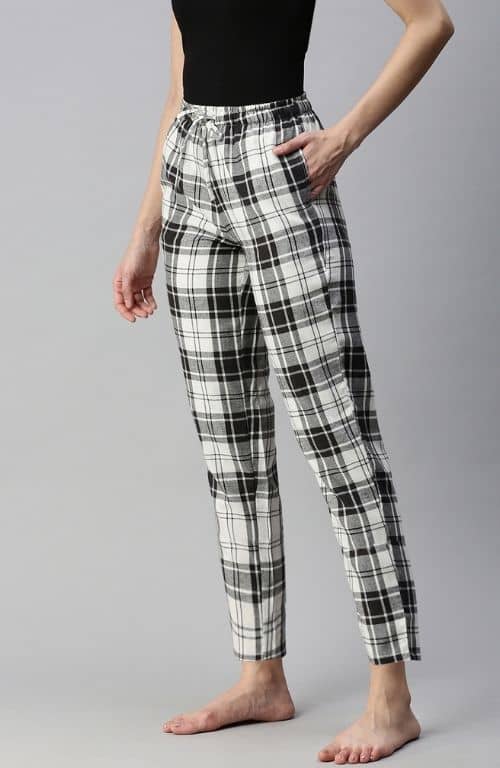 The Bareblow White Black Grid Women PJ Pants