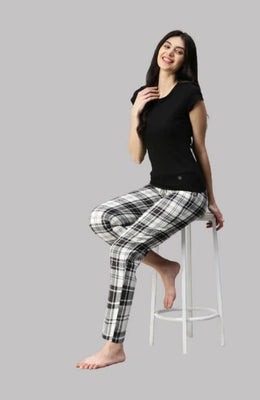 The White Black Grid Women PJ Pant