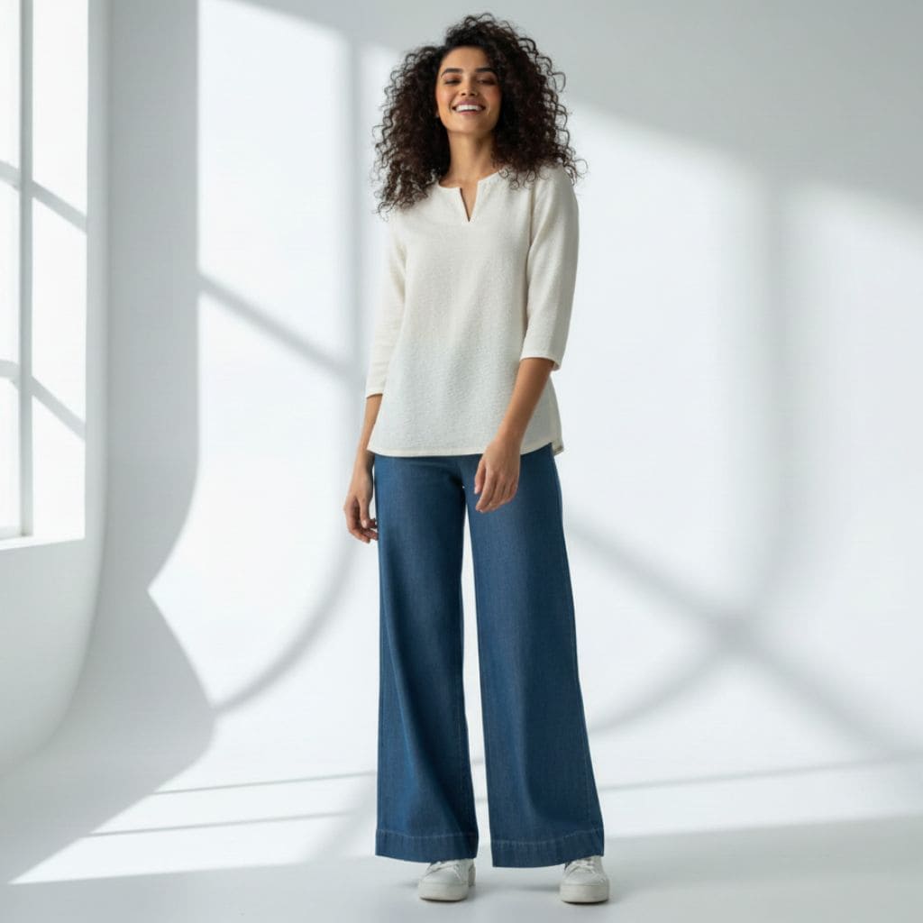 The Seersucker Cream Cotton V-Notch Neck Short Kurta