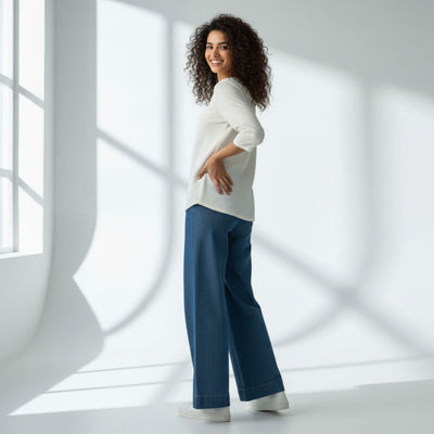 The Seersucker Cream Cotton V-Notch Neck Short Kurta