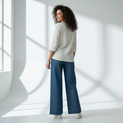 The Seersucker Cream Cotton V-Notch Neck Short Kurta