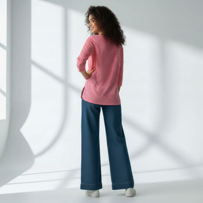 The Polka Pink Cotton Poplin V-Notch Neck Short Kurta