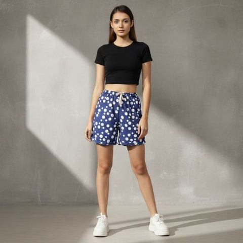 The Polka Moon Blue Women WFH Shorts