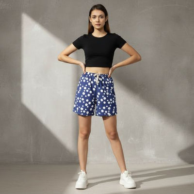 The Polka Moon Blue Women WFH Shorts
