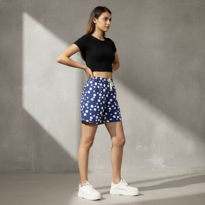 The Polka Moon Blue Women WFH Shorts