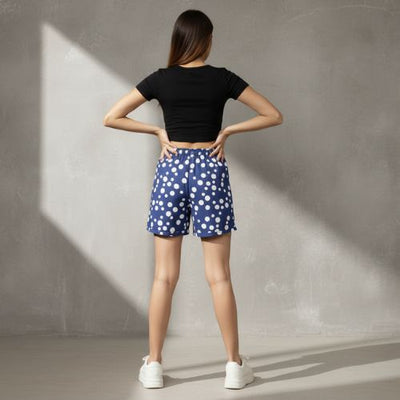 The Polka Moon Blue Women WFH Shorts
