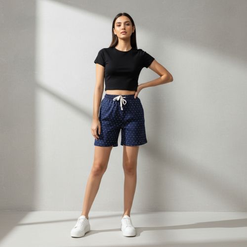 The Polka Dot Blue Women WFH Shorts