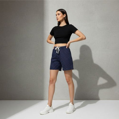 The Polka Dot Blue Women WFH Shorts