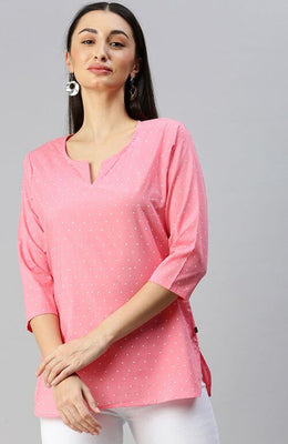 The Pink Polka Dot Printed Women Top