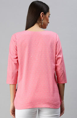The Pink Polka Dot Printed Women Top