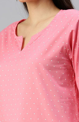 The Pink Polka Dot Printed Women Top