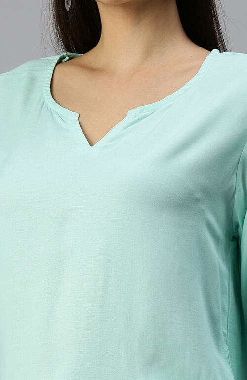 The Gemstone Aquamarine Solid Women Top