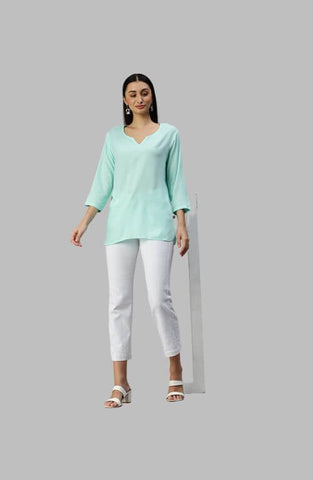 The Gemstone Aquamarine Solid Women Top