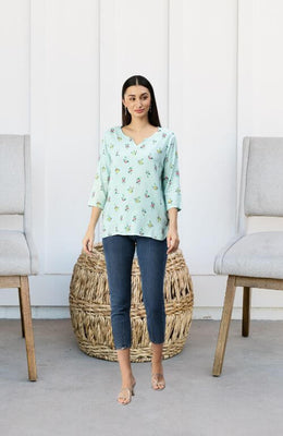 The Turquoise Floral Essence Women Top