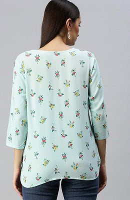 The Turquoise Floral Essence Women Top