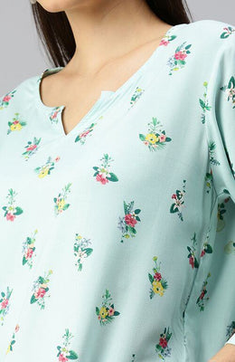 The Turquoise Floral Essence Women Top