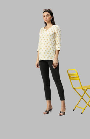 The Creamy Spoonflower Floral Women Top