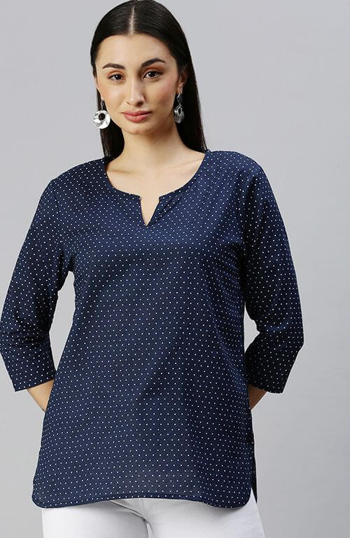 The Blue Heart Kaftan Print Women Top