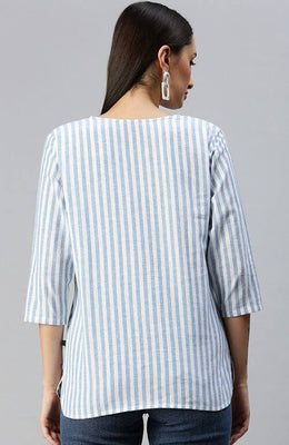 The Blue and White Stripes Women Top