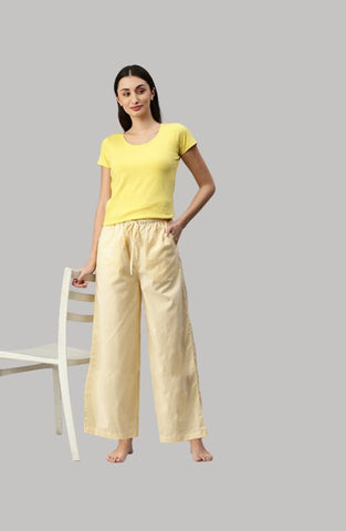 The Bareblow Yellow Women Lines Wide Leg