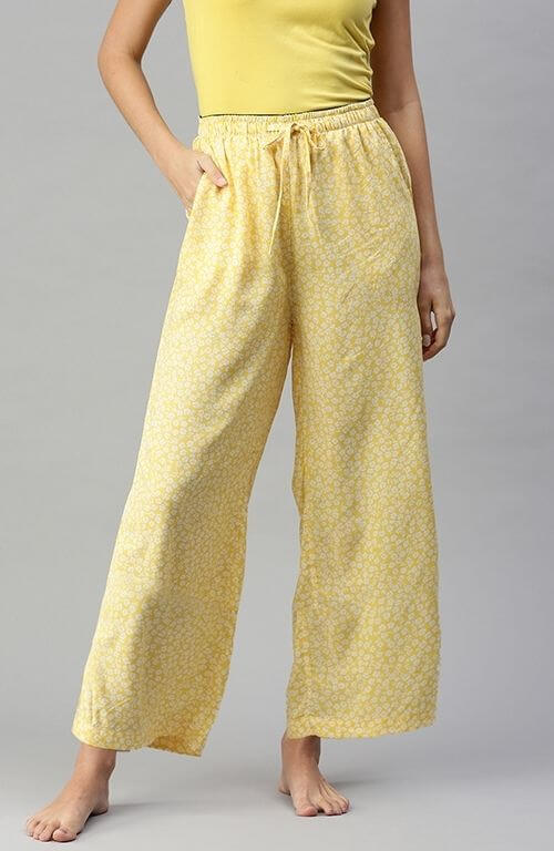 The Yellow Floral Women Wide Leg