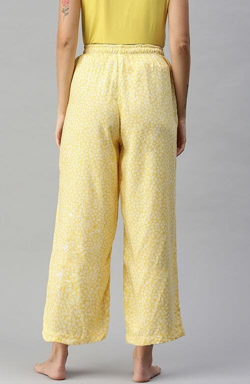 The Yellow Floral Women Wide Leg