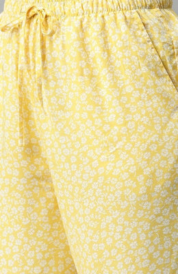 The Yellow Floral Women Wide Leg